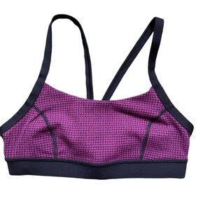 New Lululemon Rise and Run Bra Teeny Tooth Deep Fuchsia Black/Black size 6